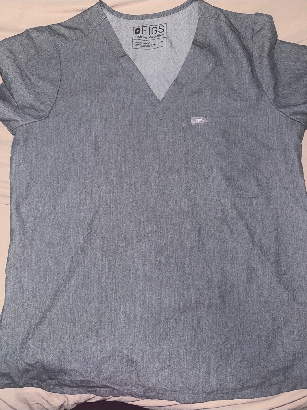 Figs Women’s Short Sleeve V-Neck Scrub Top in Gray